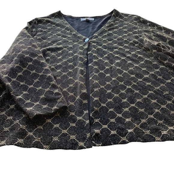 August Max Woman Cardigan Jacket Black Gold Metallic Size 2X stretch Formal - Picture 5 of 9